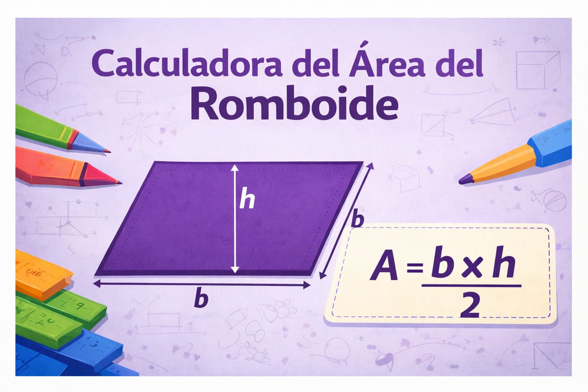 Romboide con base b y altura h mostrando la fórmula del área A = b × h