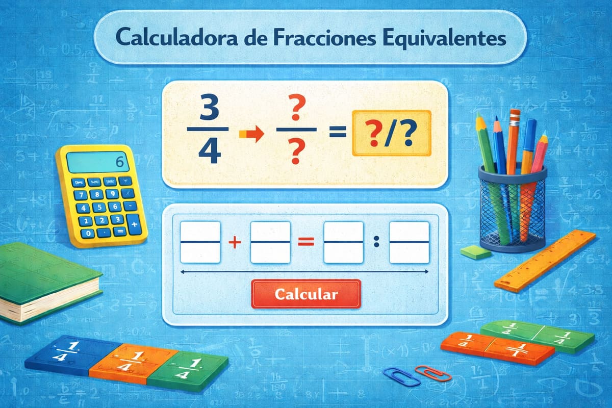 Calculadora de fracciones equivalentes mostrando varias fracciones que representan el mismo valor