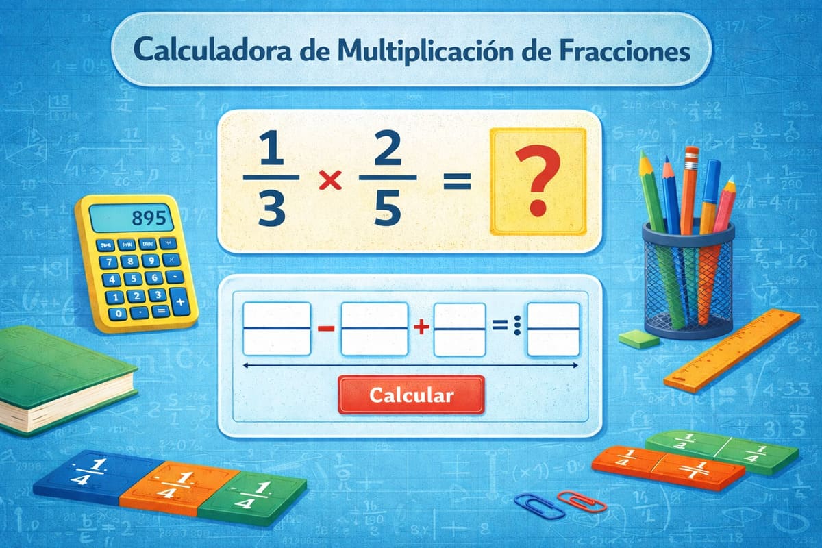 Calculadora de multiplicación de fracciones con ejemplo de producto entre fracciones
